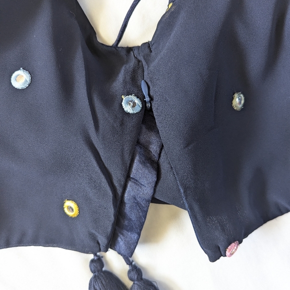 Stylish Indian Wedding Indo western outfit | Crop top and wide pants with mirror - Picture 14 of 15